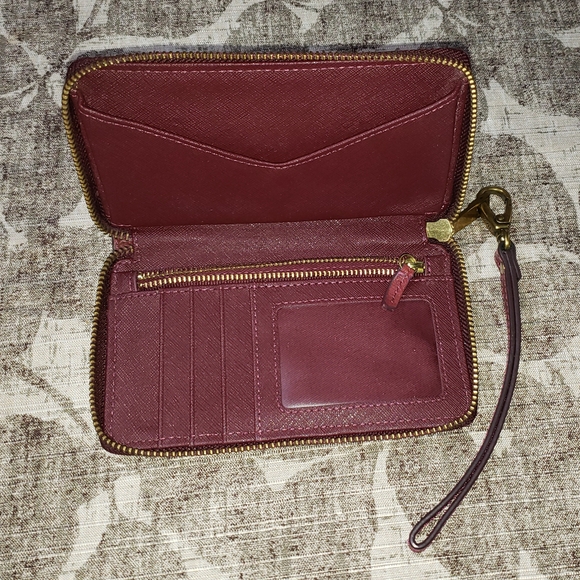 Fossil Amelia Hobo Shoulder Bag and Wallet Set (and Coin Purse) Leather Burgundy - Picture 9 of 16